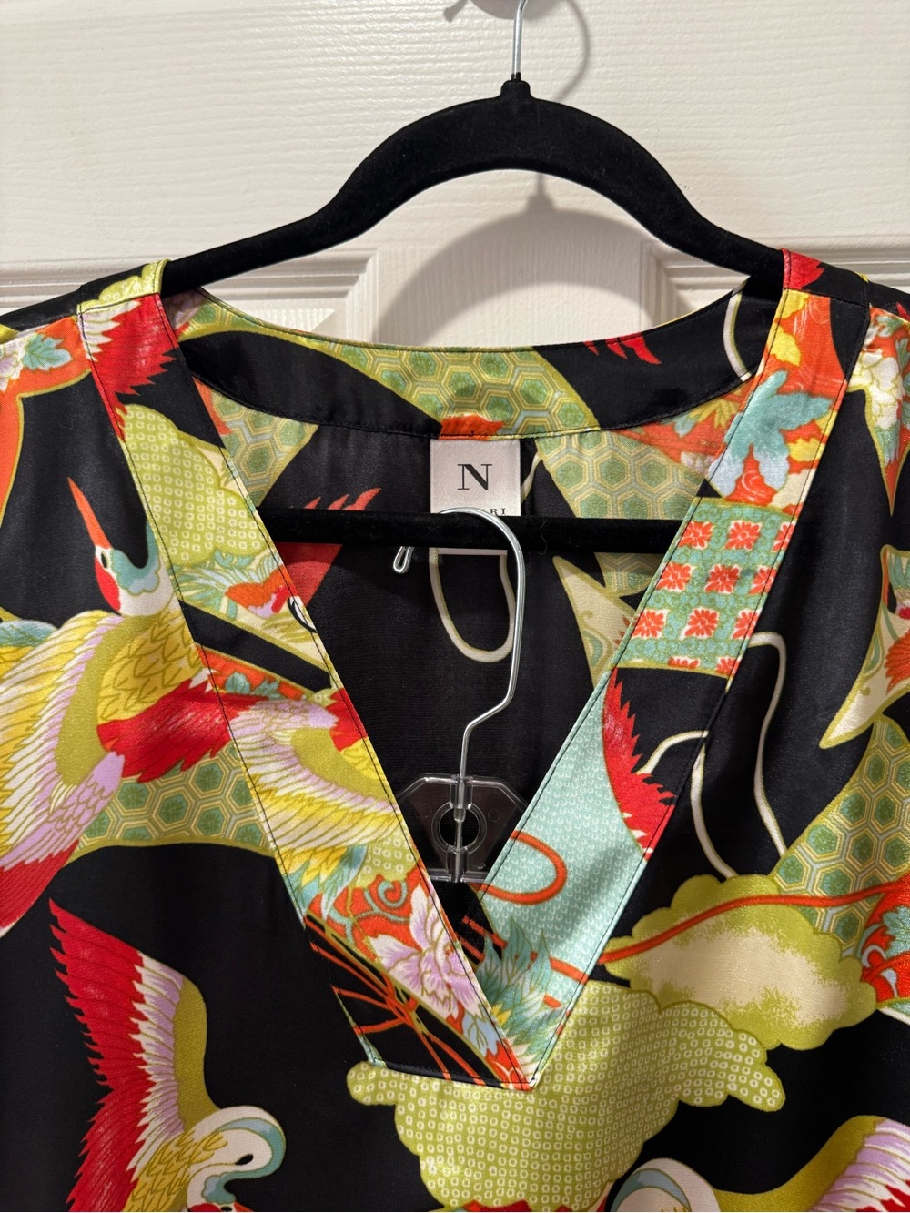 Natori Asian-inspired Crane and Floral Pajama Set XL - Picture 6 of 10